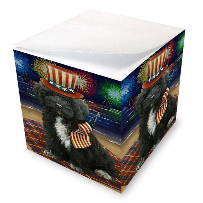 4th of July Independence Day Firework Cockapoo Dog Note Cube NOC52031