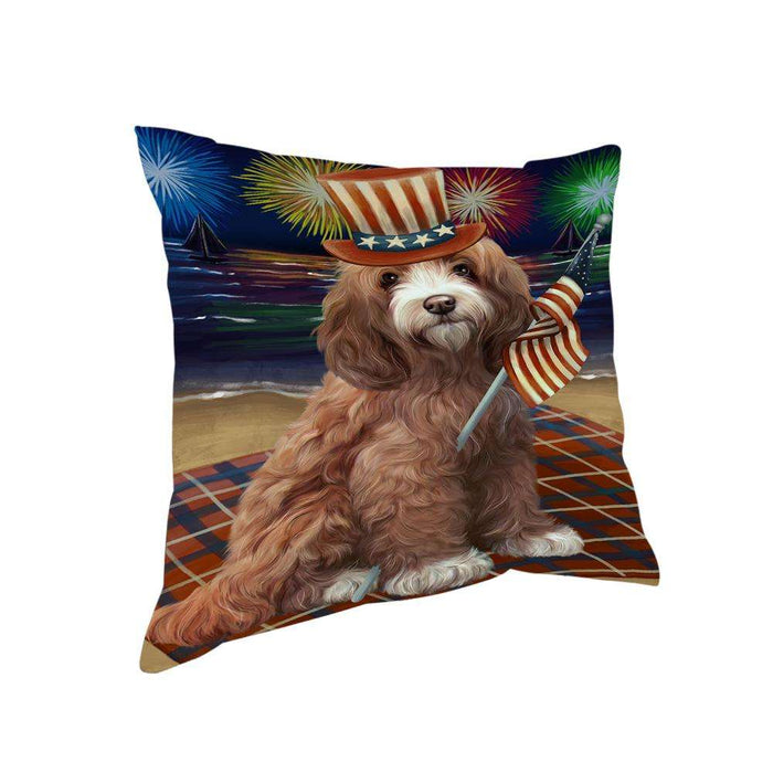4th of July Independence Day Firework Cockapoo Dog Pillow PIL64472