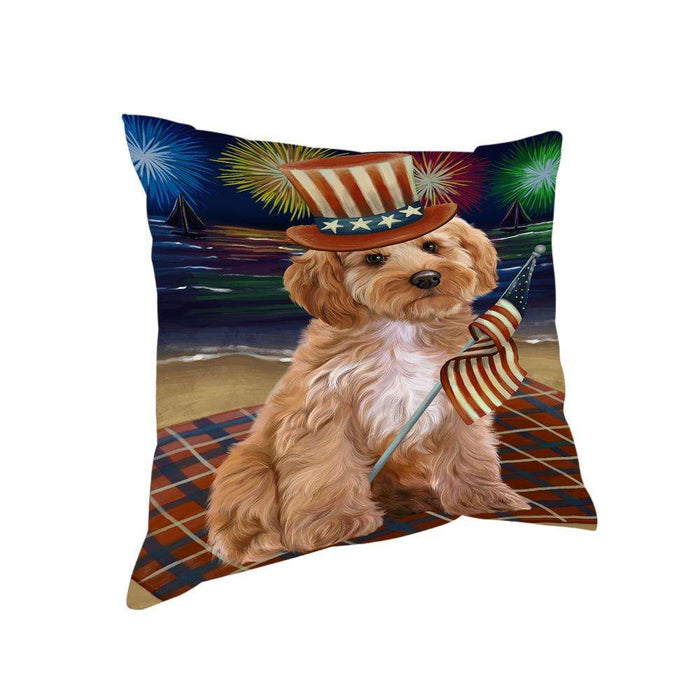 4th of July Independence Day Firework Cockapoo Dog Pillow PIL64480