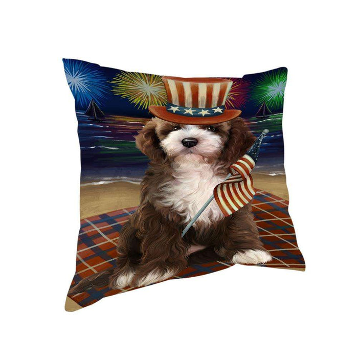 4th of July Independence Day Firework Cockapoo Dog Pillow PIL64484