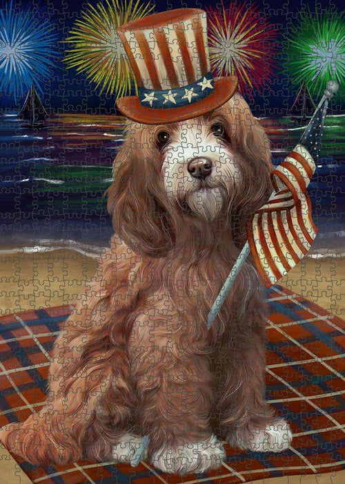 4th of July Independence Day Firework Cockapoo Dog Puzzle with Photo Tin PUZL61182