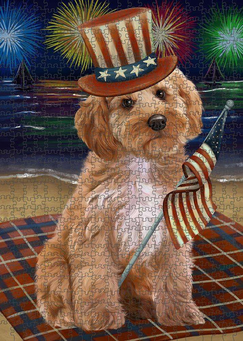 4th of July Independence Day Firework Cockapoo Dog Puzzle with Photo Tin PUZL61188