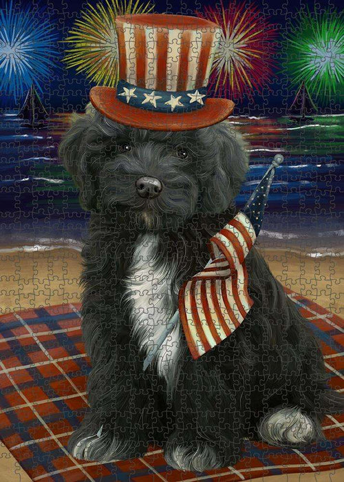 4th of July Independence Day Firework Cockapoo Dog Puzzle with Photo Tin PUZL61194
