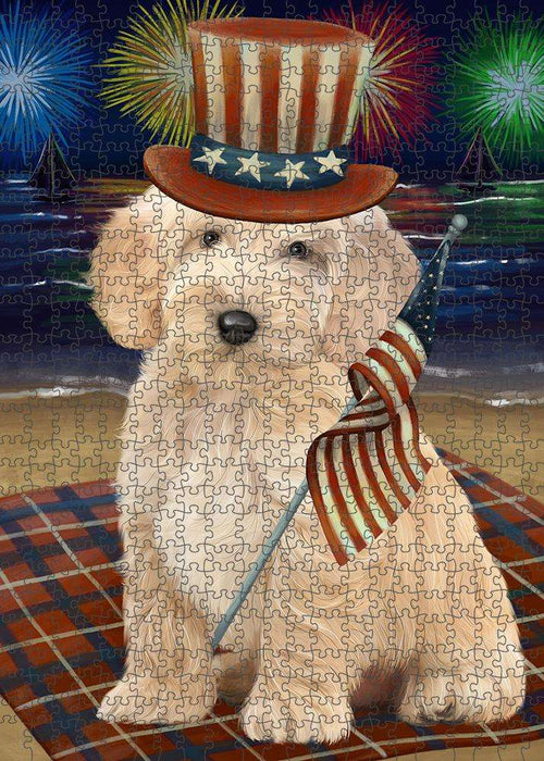 4th of July Independence Day Firework Cockapoo Dog Puzzle with Photo Tin PUZL61197