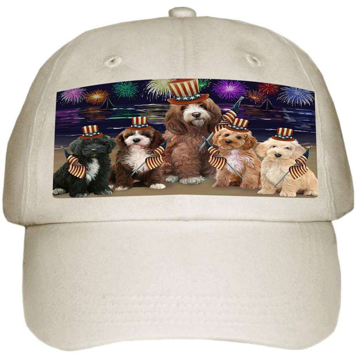 4th of July Independence Day Firework Cockapoos Dog Ball Hat Cap HAT60987