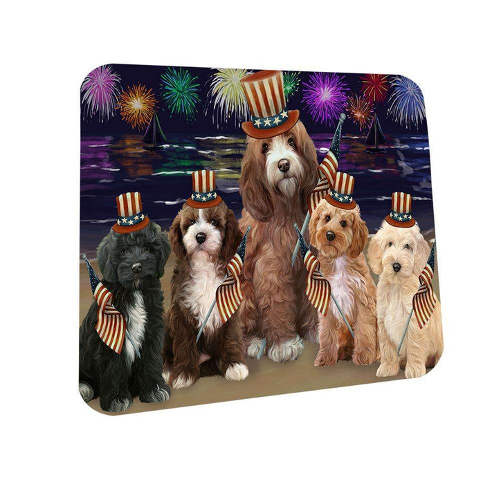 4th of July Independence Day Firework Cockapoos Dog Coasters Set of 4 CST52377