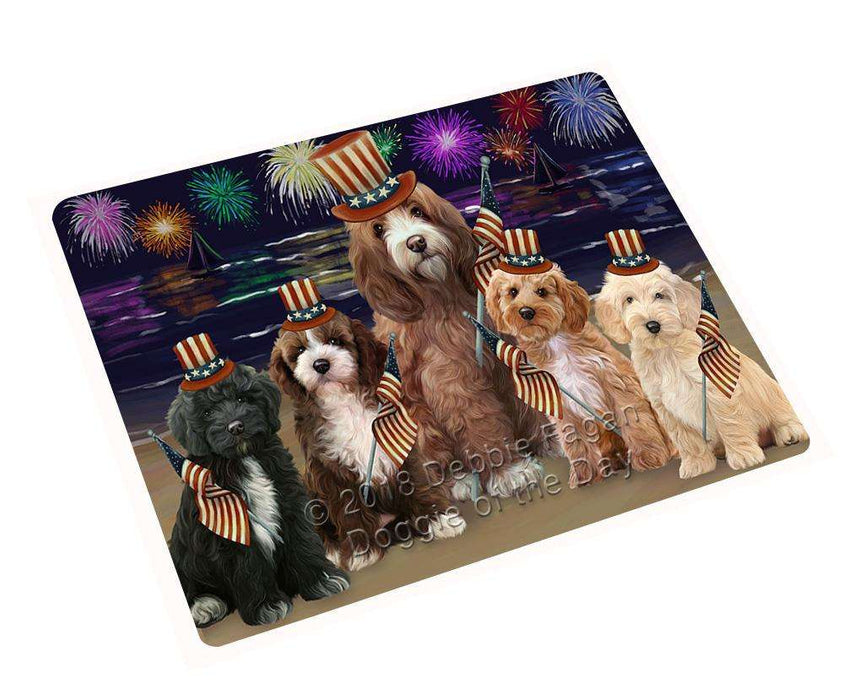 4th of July Independence Day Firework Cockapoos Dog Cutting Board C61347