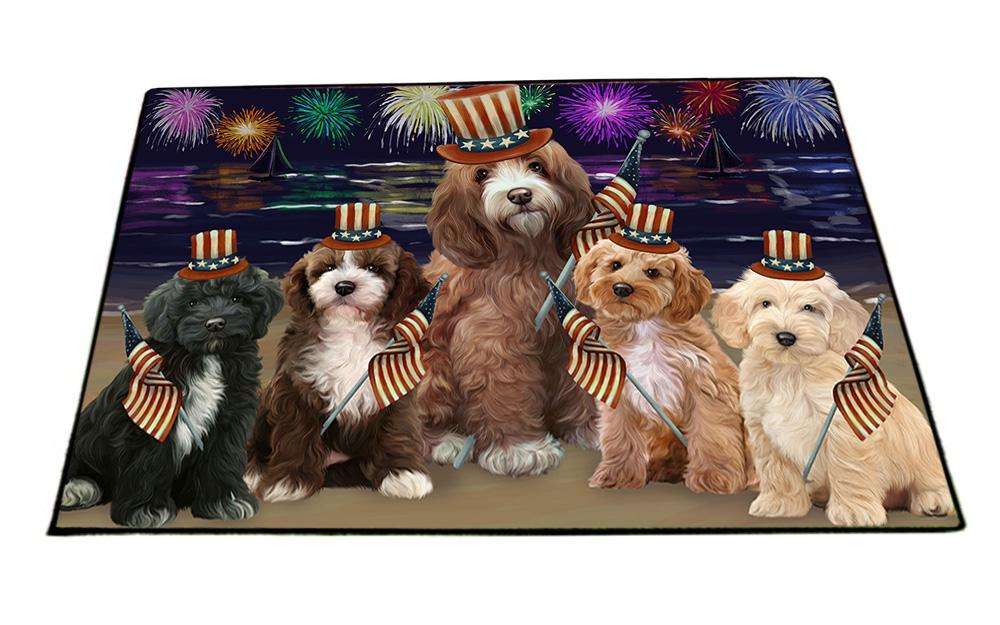4th of July Independence Day Firework Cockapoos Dog Floormat FLMS51441