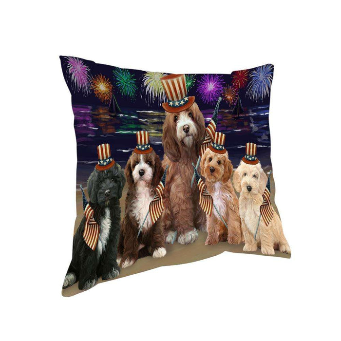 4th of July Independence Day Firework Cockapoos Dog Pillow PIL64476