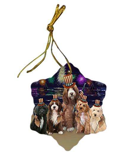 4th of July Independence Day Firework Cockapoos Dog Star Porcelain Ornament SPOR52019