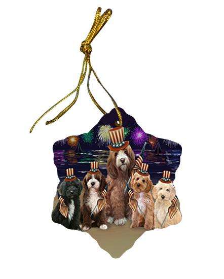 4th of July Independence Day Firework Cockapoos Dog Star Porcelain Ornament SPOR52409