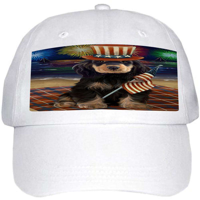 4th of July Independence Day Firework Cocker Spaniel Dog Ball Hat Cap HAT59994