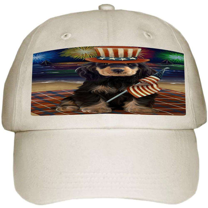 4th of July Independence Day Firework Cocker Spaniel Dog Ball Hat Cap HAT59994