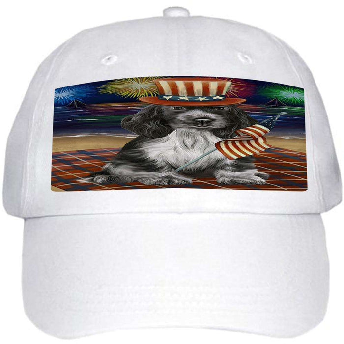 4th of July Independence Day Firework Cocker Spaniel Dog Ball Hat Cap HAT59997