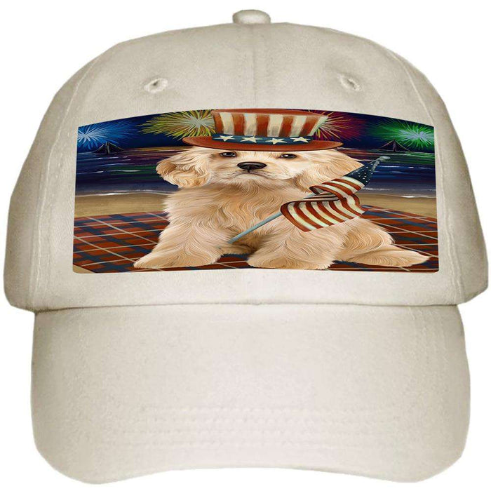 4th of July Independence Day Firework Cocker Spaniel Dog Ball Hat Cap HAT60003