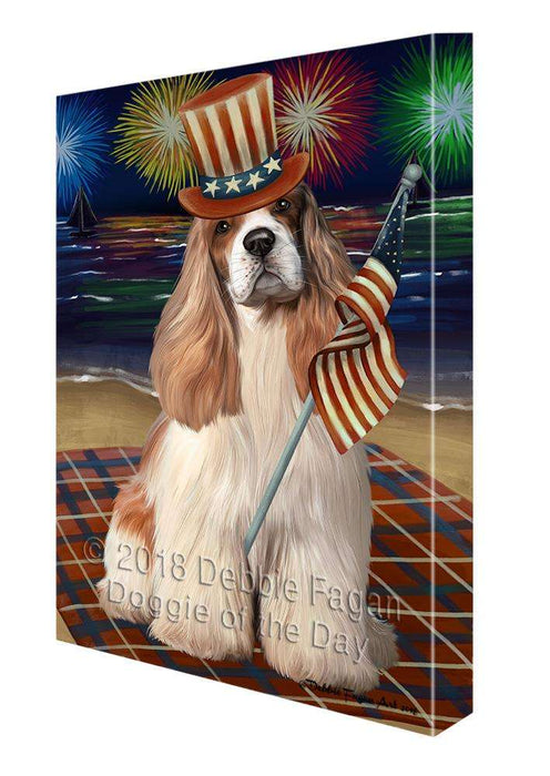 4th of July Independence Day Firework Cocker Spaniel Dog Canvas Print Wall Art Décor CVS85562