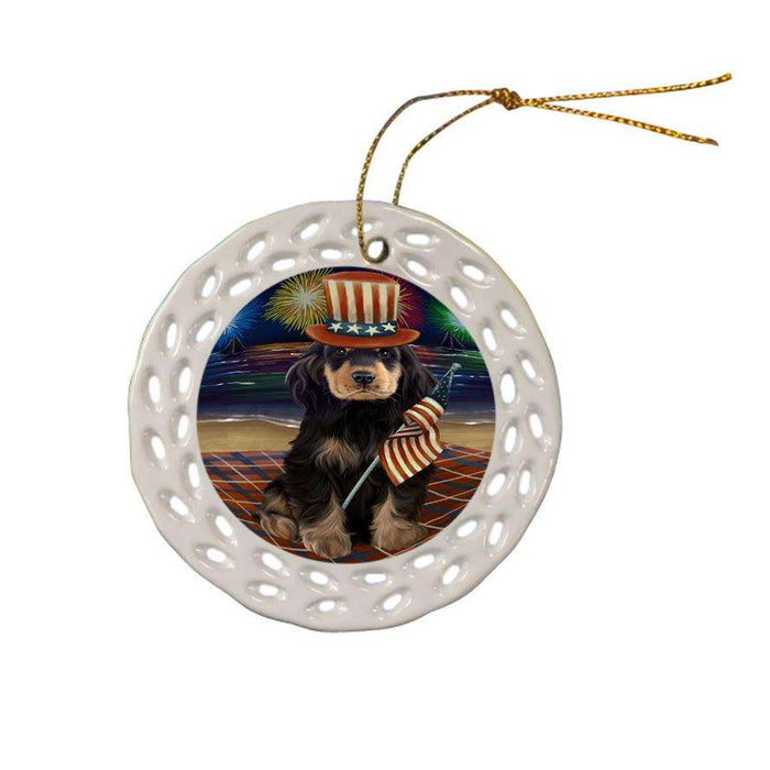 4th of July Independence Day Firework Cocker Spaniel Dog Ceramic Doily Ornament DPOR52035