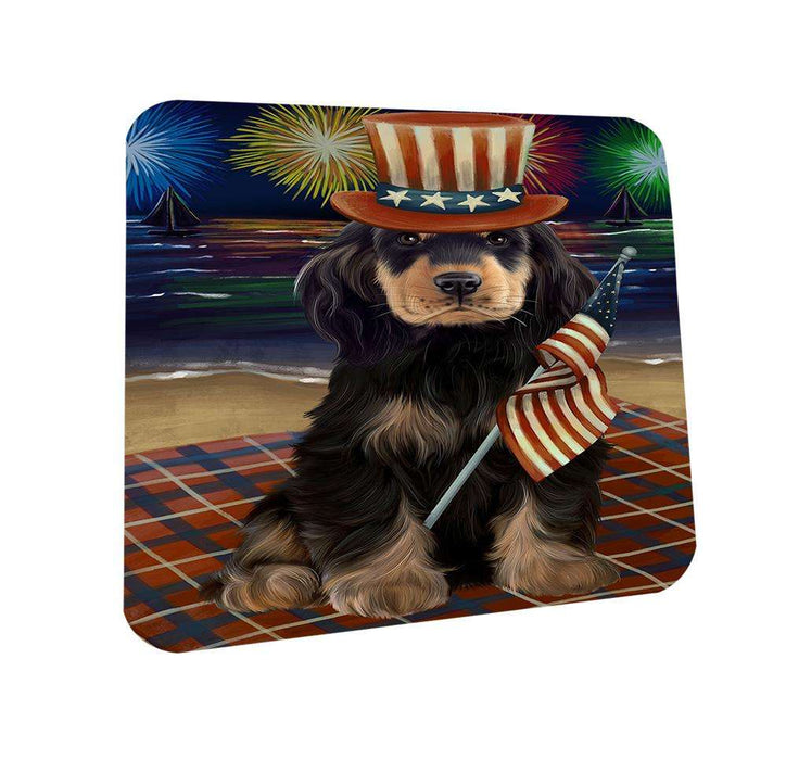 4th of July Independence Day Firework Cocker Spaniel Dog Coasters Set of 4 CST51994