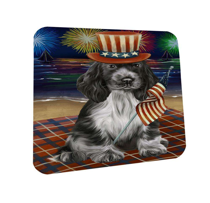 4th of July Independence Day Firework Cocker Spaniel Dog Coasters Set of 4 CST51995