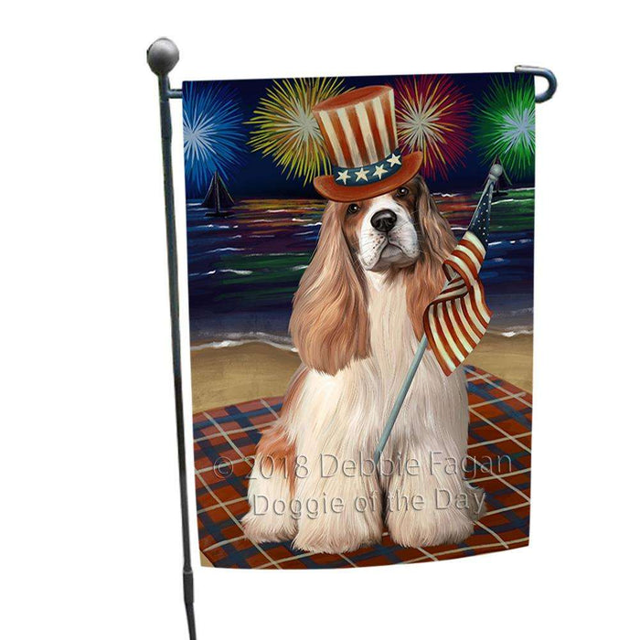 4th of July Independence Day Firework Cocker Spaniel Dog Garden Flag GFLG52030