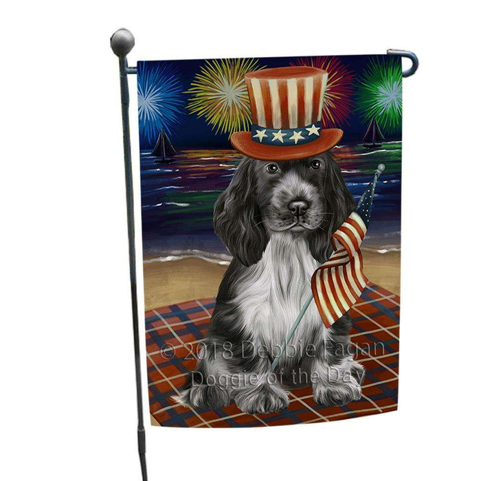 4th of July Independence Day Firework Cocker Spaniel Dog Garden Flag GFLG52033