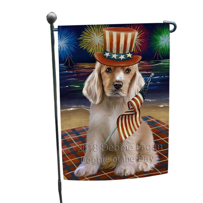 4th of July Independence Day Firework Cocker Spaniel Dog Garden Flag GFLG52034