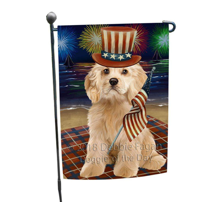 4th of July Independence Day Firework Cocker Spaniel Dog Garden Flag GFLG52035