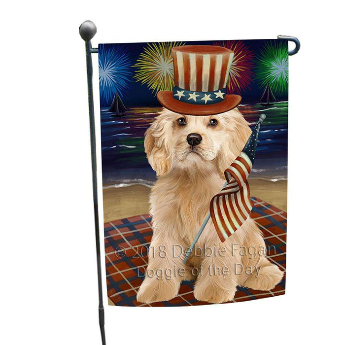 4th of July Independence Day Firework Cocker Spaniel Dog Garden Flag GFLG52373