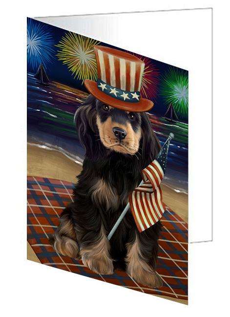 4th of July Independence Day Firework Cocker Spaniel Dog Handmade Artwork Assorted Pets Greeting Cards and Note Cards with Envelopes for All Occasions and Holiday Seasons GCD61304