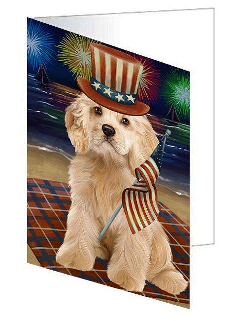 4th of July Independence Day Firework Cocker Spaniel Dog Handmade Artwork Assorted Pets Greeting Cards and Note Cards with Envelopes for All Occasions and Holiday Seasons GCD61313