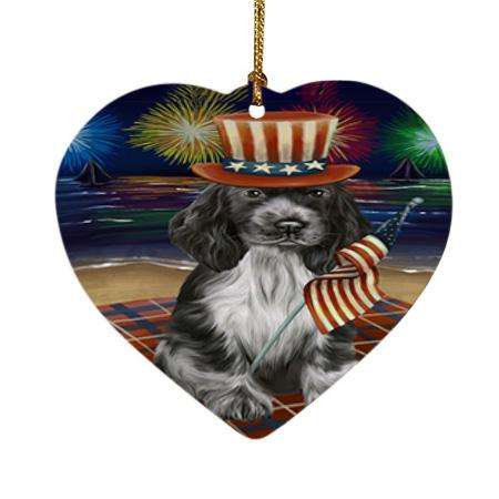 4th of July Independence Day Firework Cocker Spaniel Dog Heart Christmas Ornament HPOR52036