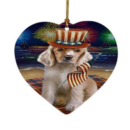 4th of July Independence Day Firework Cocker Spaniel Dog Heart Christmas Ornament HPOR52037