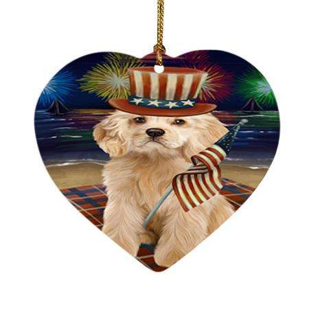 4th of July Independence Day Firework Cocker Spaniel Dog Heart Christmas Ornament HPOR52038