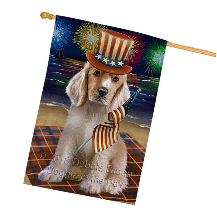 4th of July Independence Day Firework Cocker Spaniel Dog House Flag FLG52170