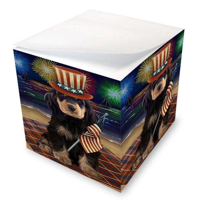 4th of July Independence Day Firework Cocker Spaniel Dog Note Cube NOC52035