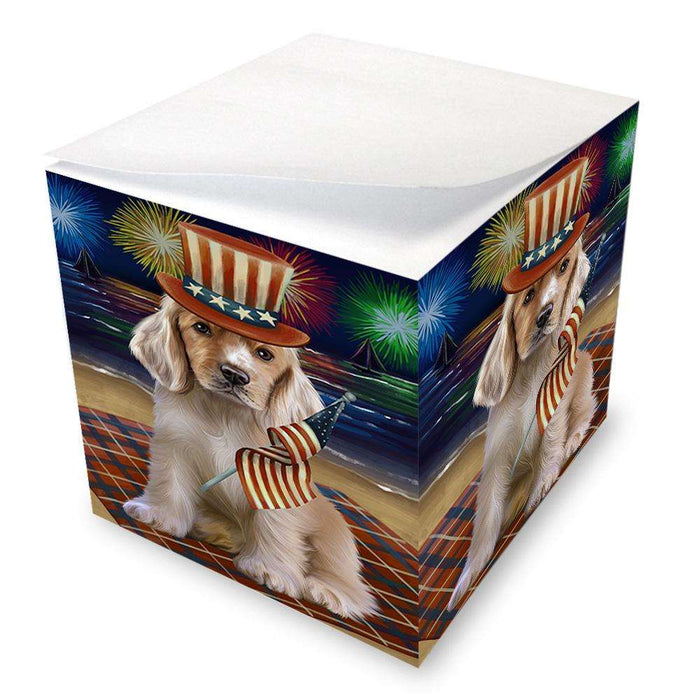 4th of July Independence Day Firework Cocker Spaniel Dog Note Cube NOC52037