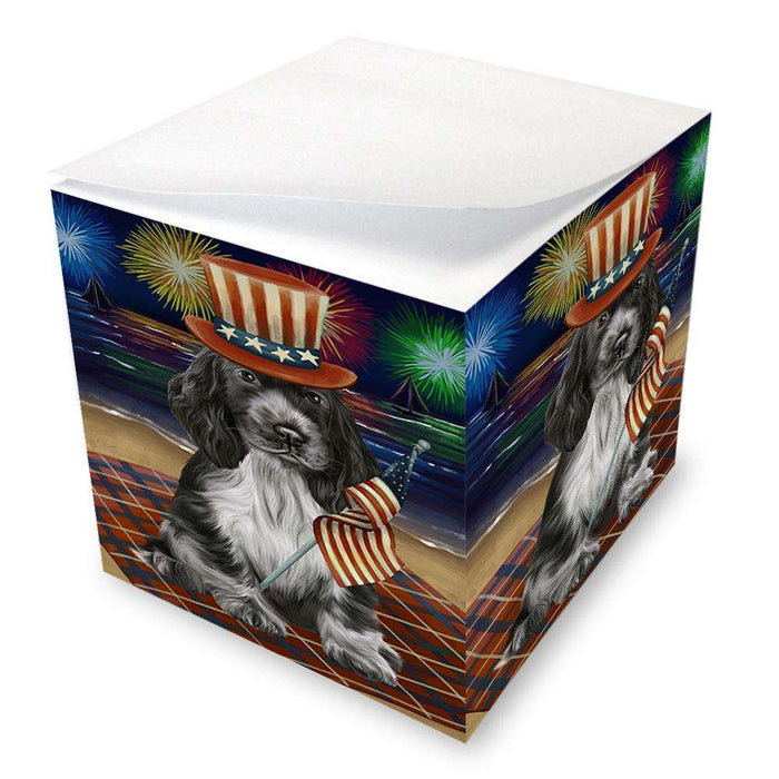 4th of July Independence Day Firework Cocker Spaniel Dog Note Cube NOC52426