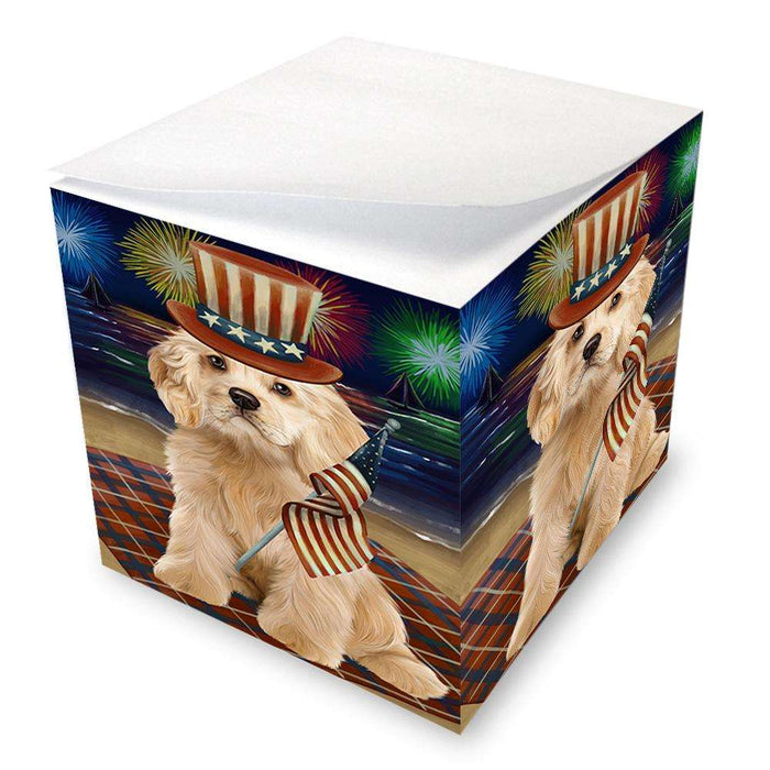 4th of July Independence Day Firework Cocker Spaniel Dog Note Cube NOC52428