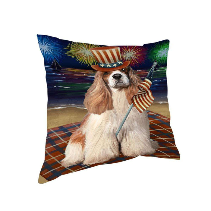 4th of July Independence Day Firework Cocker Spaniel Dog Pillow PIL64496