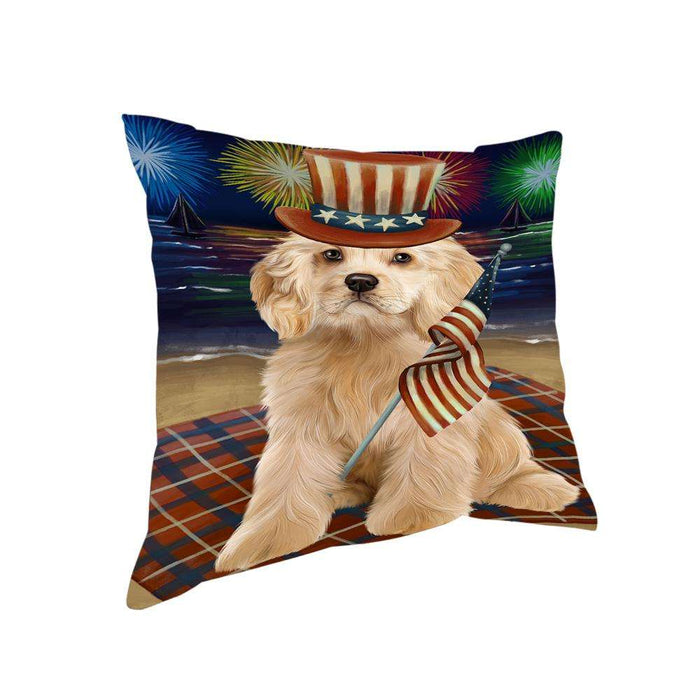 4th of July Independence Day Firework Cocker Spaniel Dog Pillow PIL64516