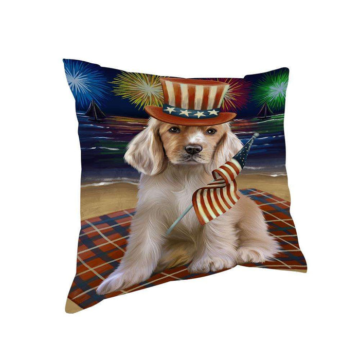 4th of July Independence Day Firework Cocker Spaniel Dog Pillow PIL65864