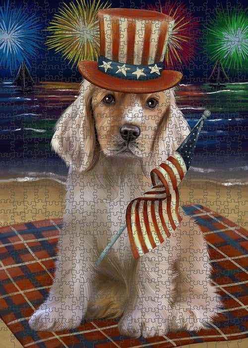 4th of July Independence Day Firework Cocker Spaniel Dog Puzzle with Photo Tin PUZL61212