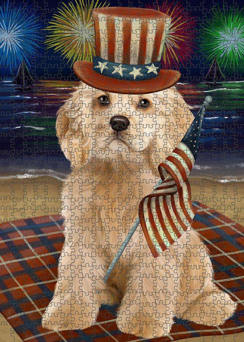 4th of July Independence Day Firework Cocker Spaniel Dog Puzzle with Photo Tin PUZL61215