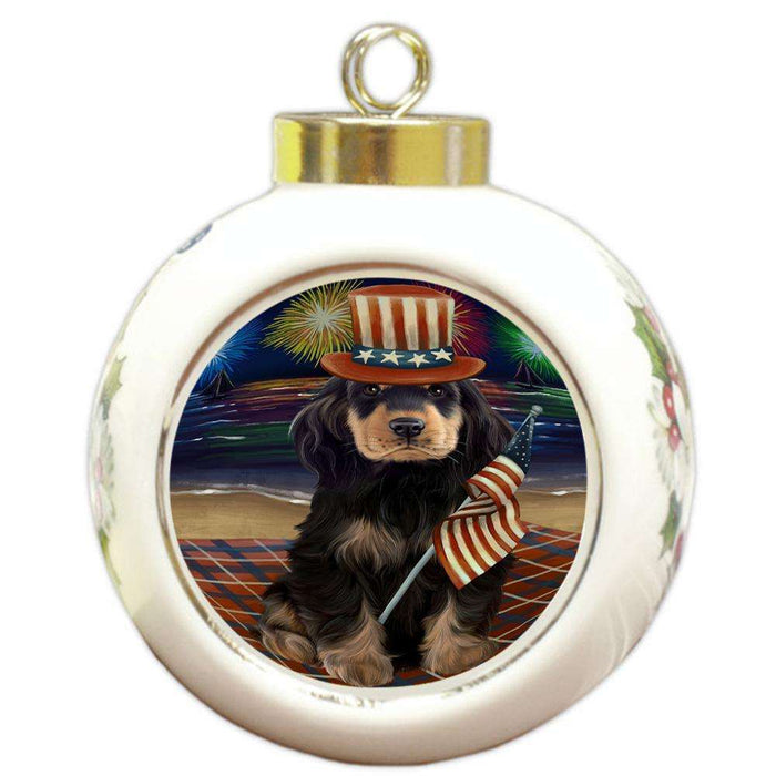 4th of July Independence Day Firework Cocker Spaniel Dog Round Ball Christmas Ornament RBPOR52035