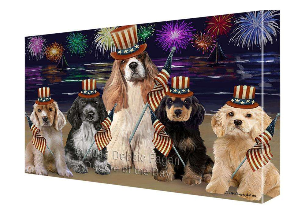 4th of July Independence Day Firework Cocker Spaniels Dog Canvas Print Wall Art Décor CVS85571