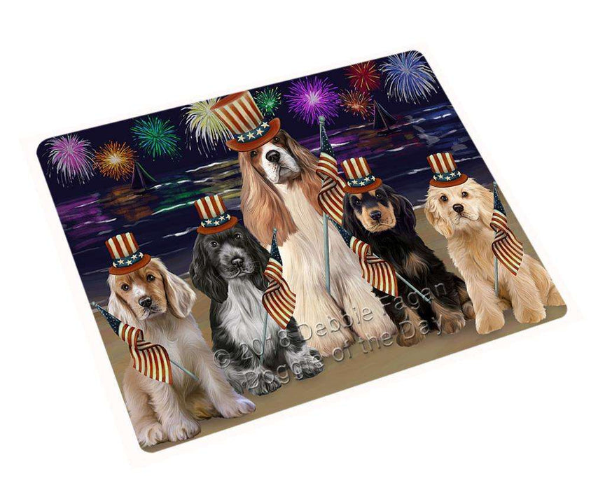 4th of July Independence Day Firework Cocker Spaniels Dog Cutting Board C60351