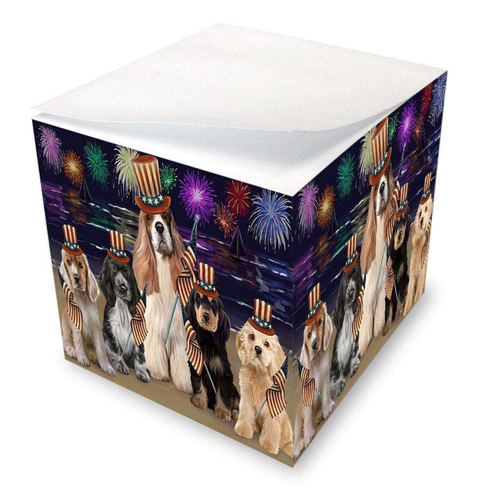 4th of July Independence Day Firework Cocker Spaniels Dog Note Cube NOC52034