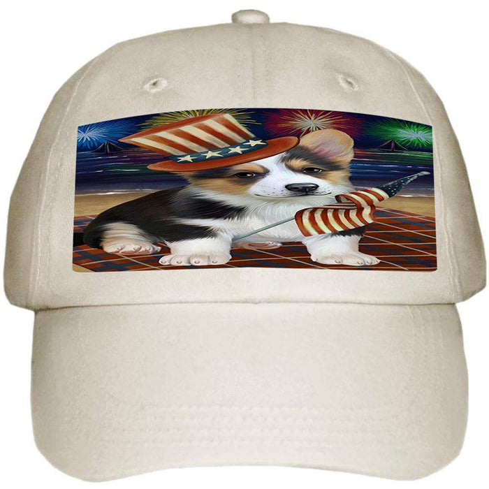 4th of July Independence Day Firework Corgie Dog Ball Hat Cap HAT50406