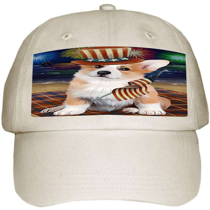 4th of July Independence Day Firework Corgie Dog Ball Hat Cap HAT50415