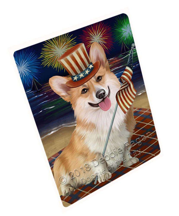 4th of July Independence Day Firework Corgie Dog Blanket BLNKT55605 (37x57 Sherpa)